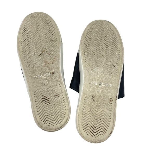 J/Slides Platform Leather Slide Size 6.5 Black Slip-on Thick Rubber Sole - Picture 7 of 8